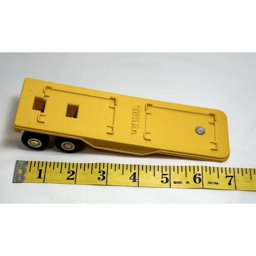 Vintage Tonka Yellow Lowboy Flatbed Trailer Dual Axle 7” Toy Vehicle Accessory